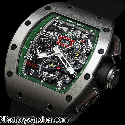 3A理查德·米勒Richard Mille RM 011 綠色 Felipe Massa 316L不鏽鋼 藍寶石水晶玻璃 骷髅錶盤 黑色橡膠