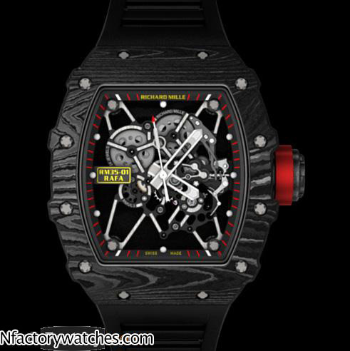 3A理查德·米勒Richard Mille RM 35-01 藍寶石水晶玻璃 碳纖維錶殼 黑色膠帶錶帶