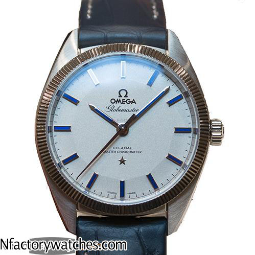 3A歐米茄Omega Globemaster 尊霸系列 白盤藍針 316L不鏽鋼 藍寶石水晶玻璃 藍色牛皮錶帶