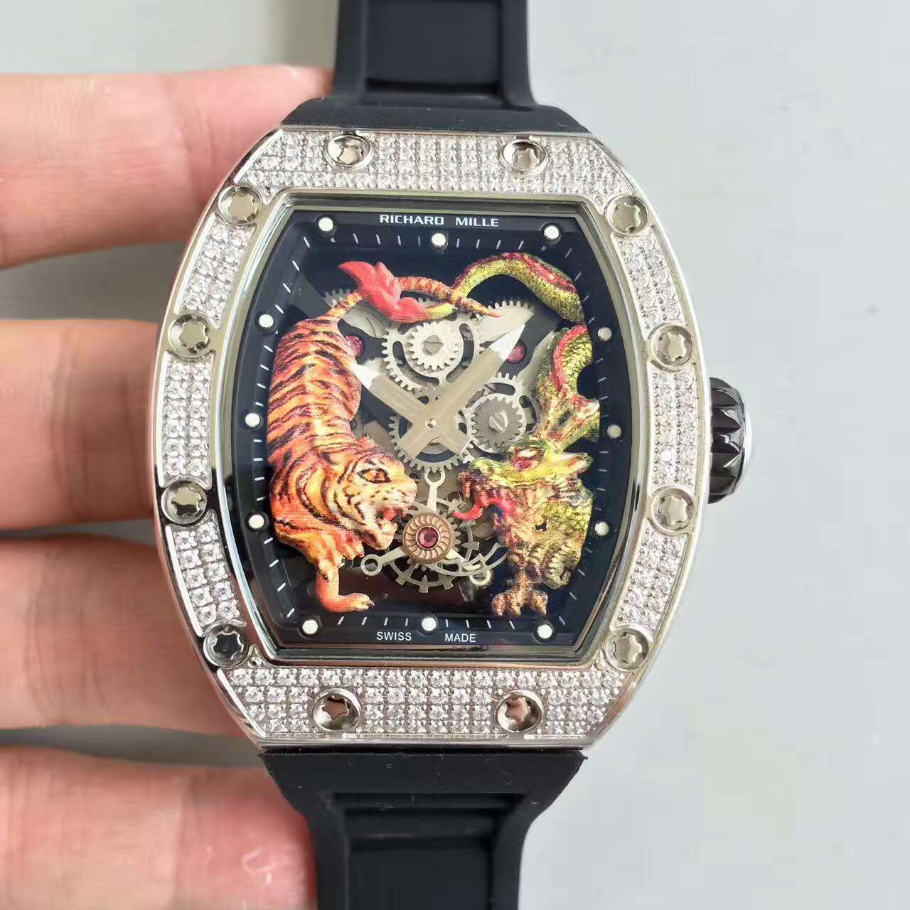 理查德米勒 RM51-01＂龍虎爭霸＂腕錶 3D彩繪龍虎 44x52mm