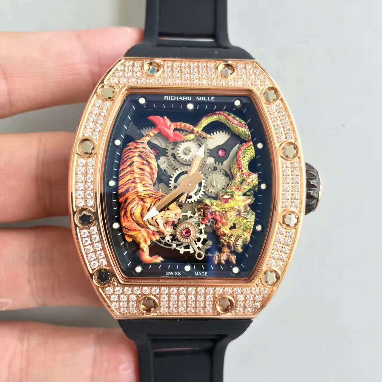 理查德米勒 RICHARD MILLE RM51-01＂龍虎爭霸＂腕錶 3D彩繪龍虎