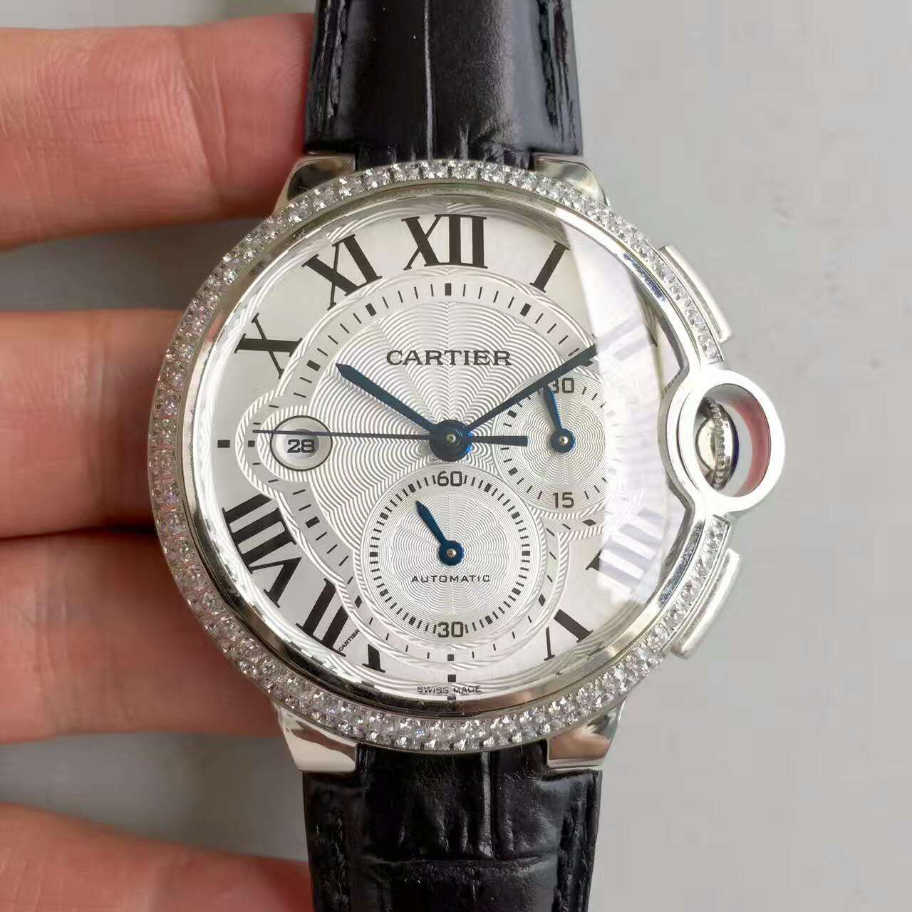 V5版卡地亞藍氣球系列計時腕錶 自動計時機芯 深碗型日曆窗口 雙層立體字面