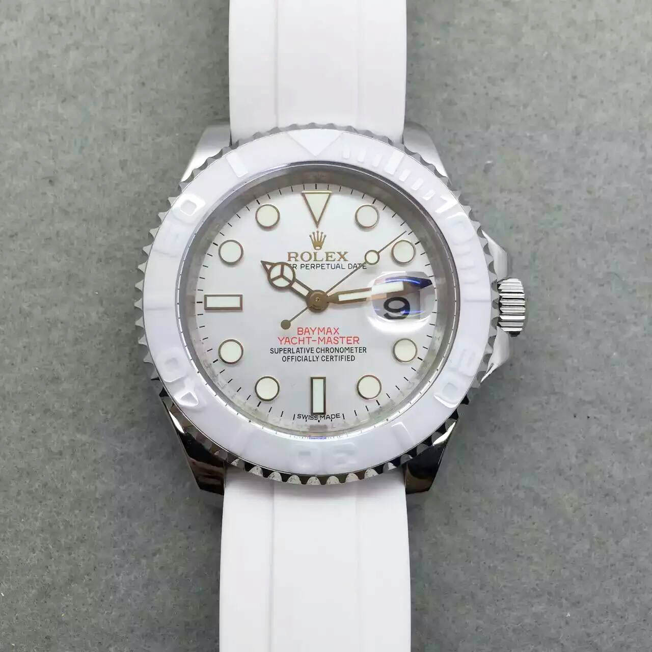 3A勞力士 ROLEX 游艇名仕型系列116655-Oysterflex bracelet 白盤腕錶錶 搭載2836-2全自動機芯