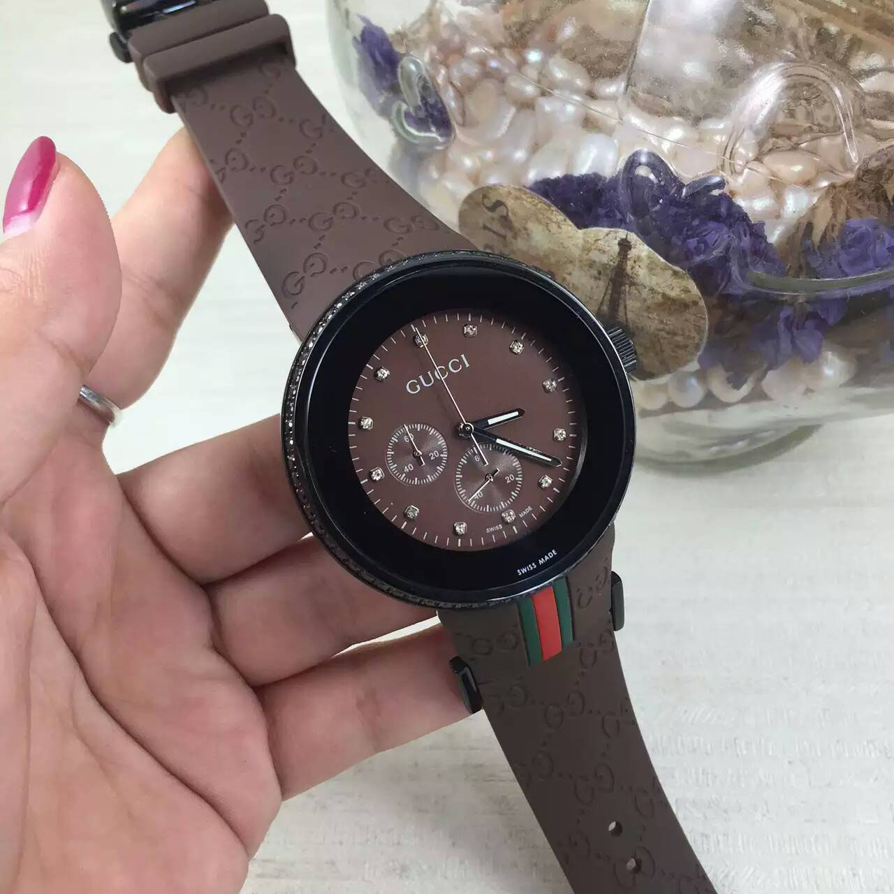 3A古馳 Gucci 最新推出最高版本計時男士腕錶 舒適膠帶 精鋼錶殼 44mm