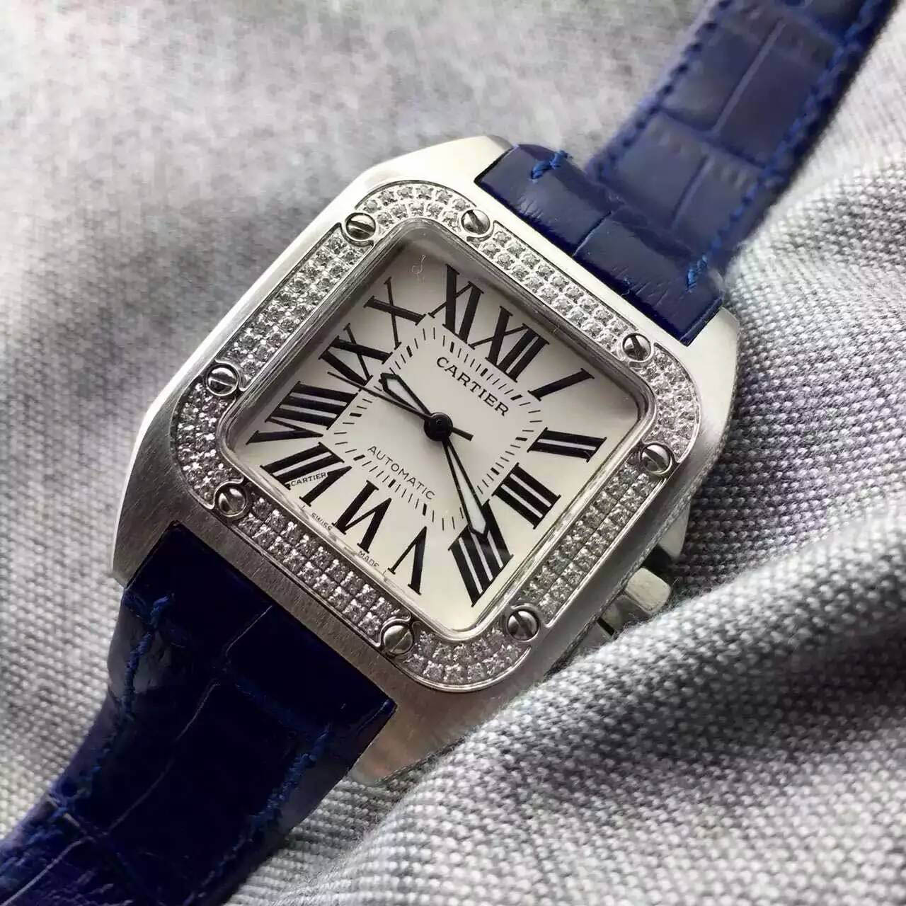 3A卡地亞Cartier-Santos 100系列W20126*8女性機械錶 高仿手錶  商務女款首選