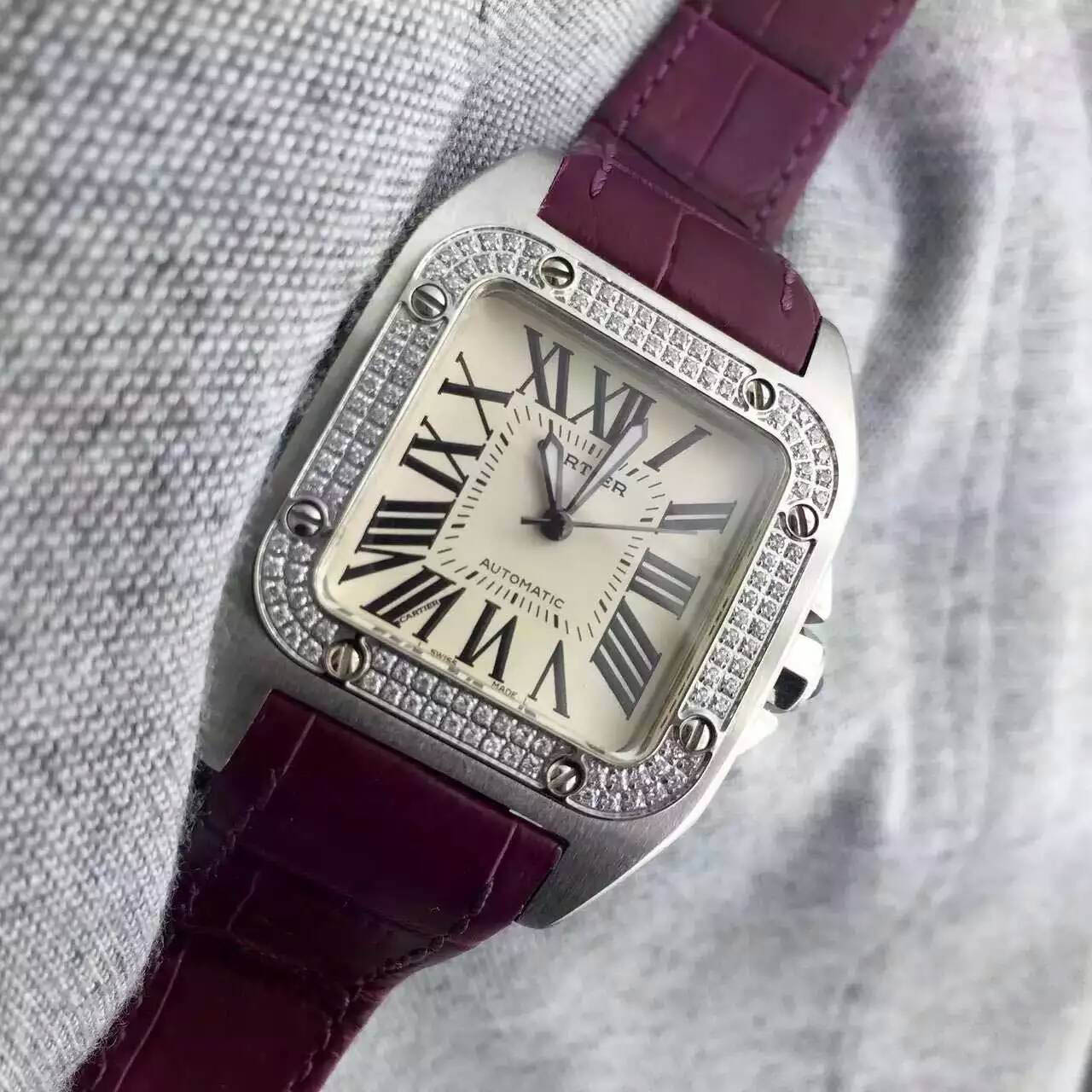 3A卡地亞Cartier-Santos 100系列W20126*8女性機械錶 頻率28800