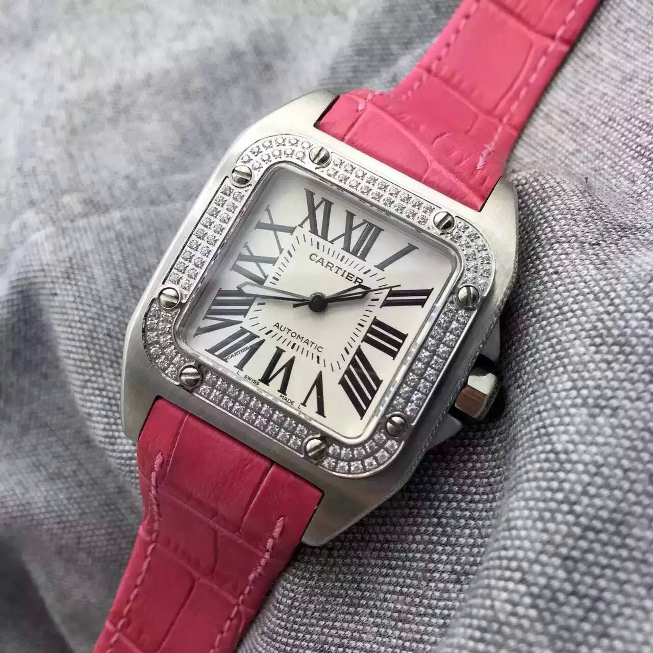 3A卡地亞Cartier-Santos 100系列W20126*8女性機械錶 高仿手錶 