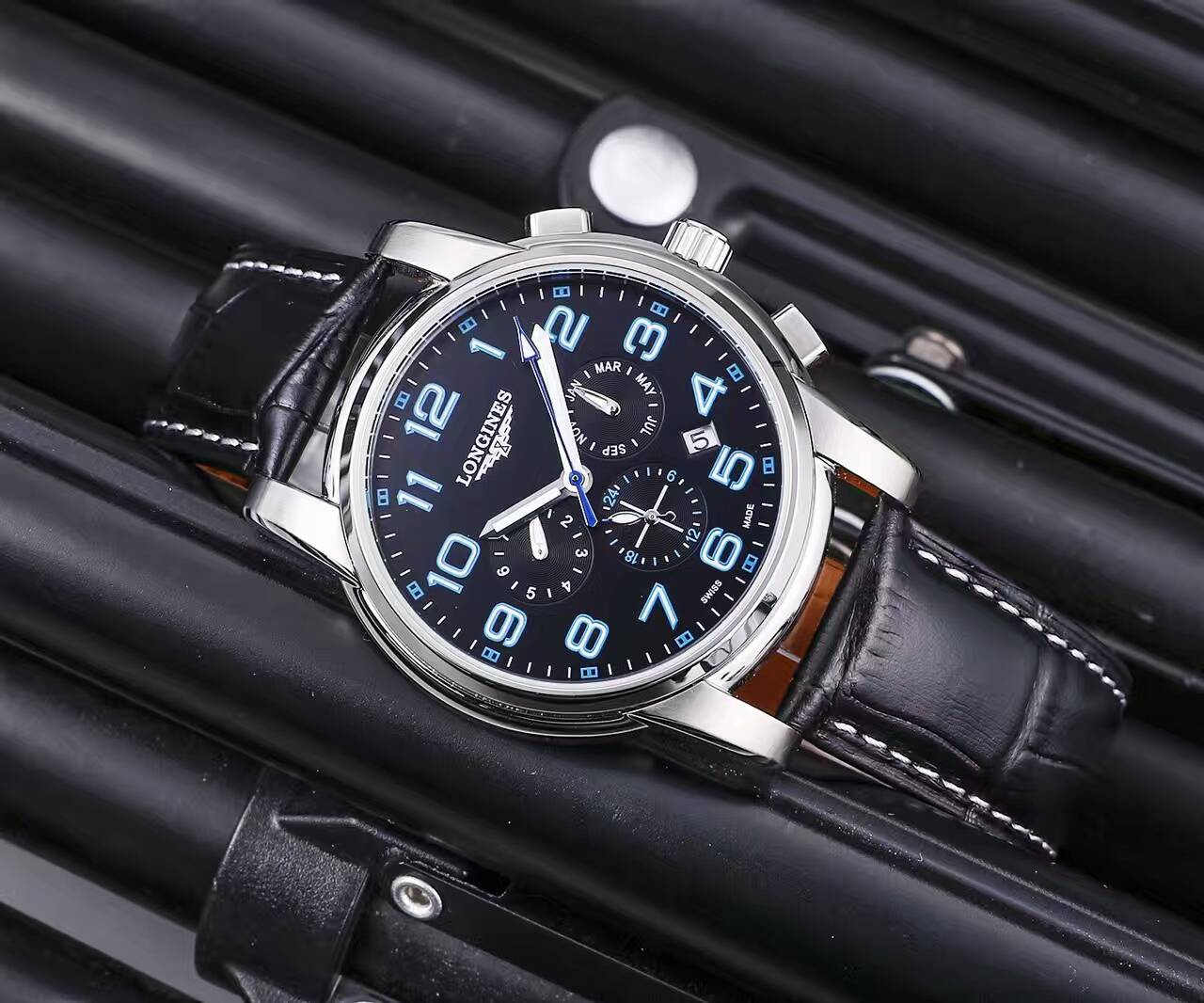 3A浪琴 頂級機械機芯 316精鋼 藍寶石水晶鏡面 生活防水 精品男士腕錶
