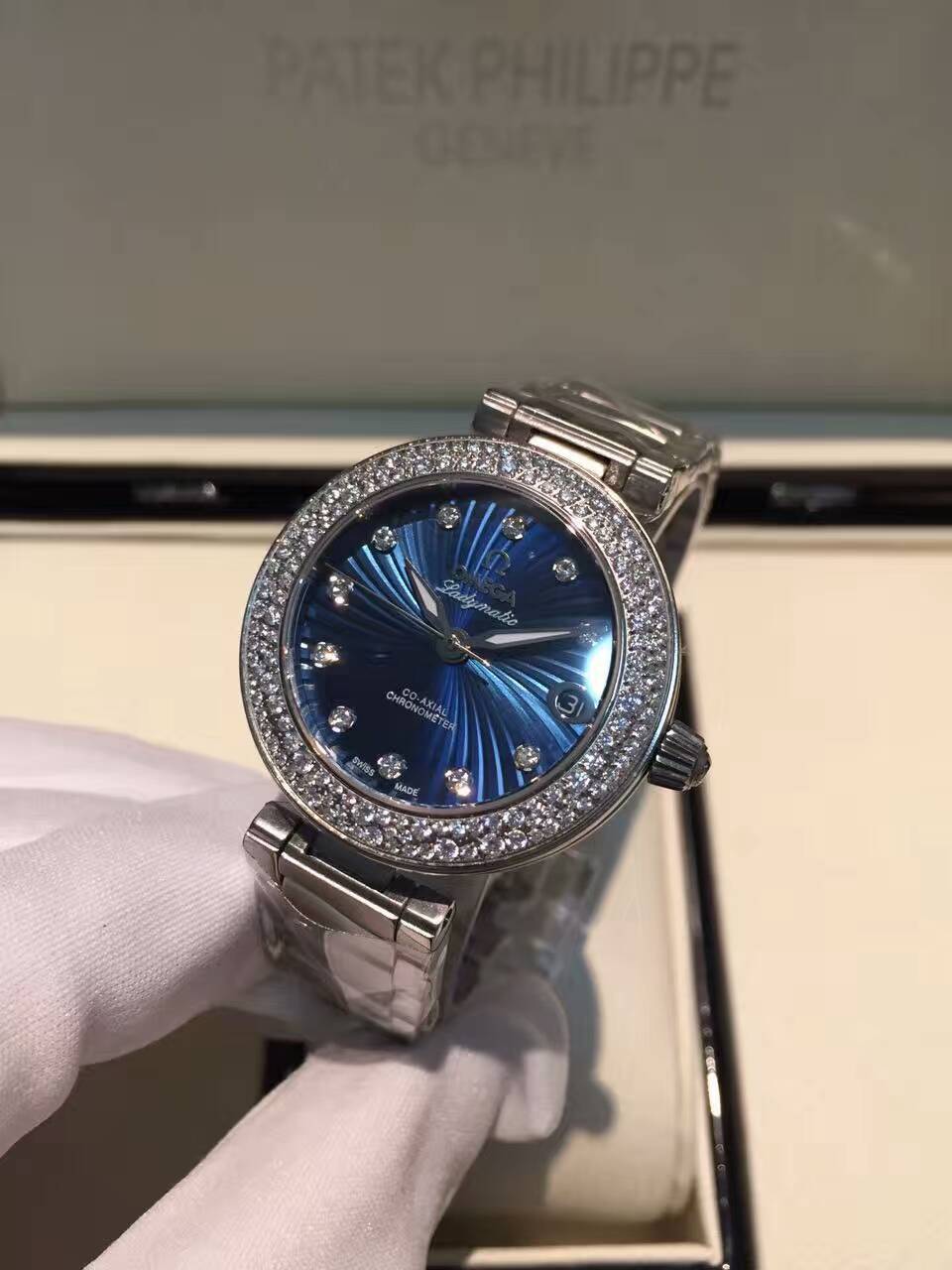 3A歐米茄碟飛系列 425.30.34.20.55.001腕錶 魅藍錶盤 藍寶石鏡面 精鋼錶帶 