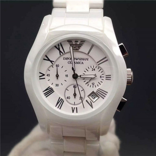 3A阿瑪尼經典陶瓷系列男女士腕錶白色pvd橡膠錶帶白色錶盤