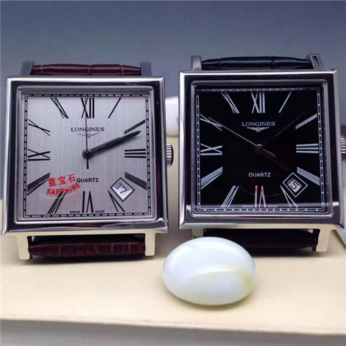 3A浪琴Longines經典複刻系列1968方形複古腕錶瑞士石英機芯白色錶盤羅馬數字藍寶石水晶鏡面