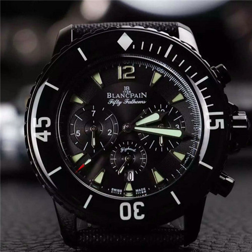 3A寶珀Blancpain男士腕錶進口全自動上鏈機械進口帆布錶帶強化鍍膜鏡面