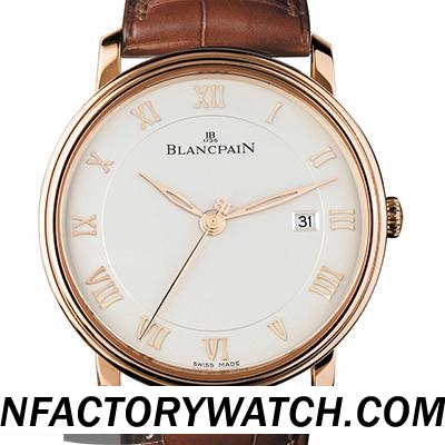 3A寶珀Blancpain Villeret系列 6651-3642-55B 316L不鏽鋼 電鍍玫瑰金錶殼 白色錶盤