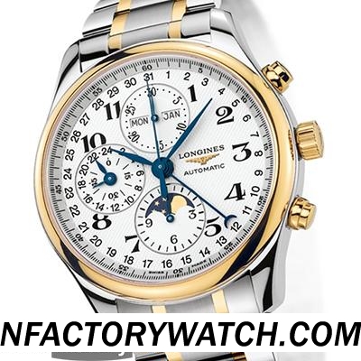 3A浪琴Longines Master Collection 名匠系列 L2.773.5.78.7 月相 藍寶石機玻璃錶鏡 折疊扣錶扣 白色錶盤