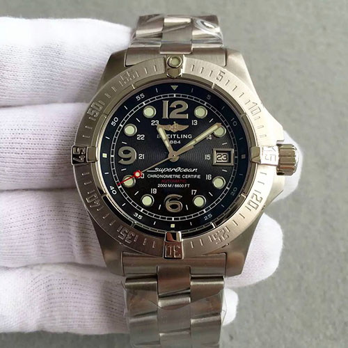 3A百年靈 breitling 超級海洋鋼魚系列三針黑面 搭載2824機芯 藍寶石鏡面