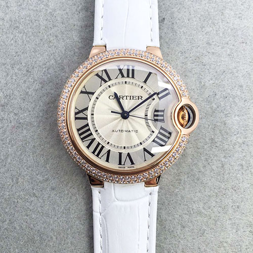 3A卡地亞 Cartier 玫金帶鉆圈中號 藍寶石玻璃 JF出品