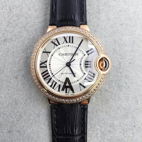 3A卡地亞 Cartier 玫金帶鉆圈中號 藍寶石玻璃 36mm JF出品