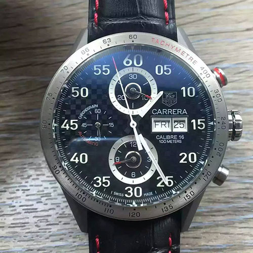 3A泰格豪雅 Tag Heuer V6TM商標 Calibre 1887自動計時碼錶系列CAR2013.BA0799腕錶 搭載定制版Calibre 1887自動計時機芯/ASIA7750機芯改版 AISI316L精鋼錶殼