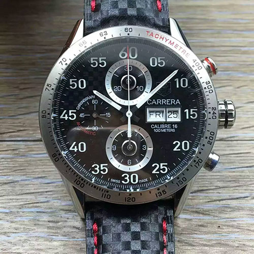 3A泰格豪雅 Tag Heuer V6TM商標 Calibre 1887自動計時碼錶系列CAR2013.BA0799腕錶 搭載定制版Calibre 1887自動計時機芯/ASIA7750機芯改版 藍寶石玻璃