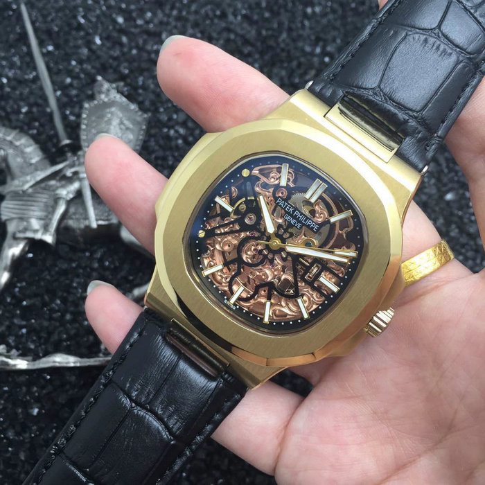 3A百達翡麗Patek Philippe腕錶紋理鏤空機械機芯人造真牛皮錶帶